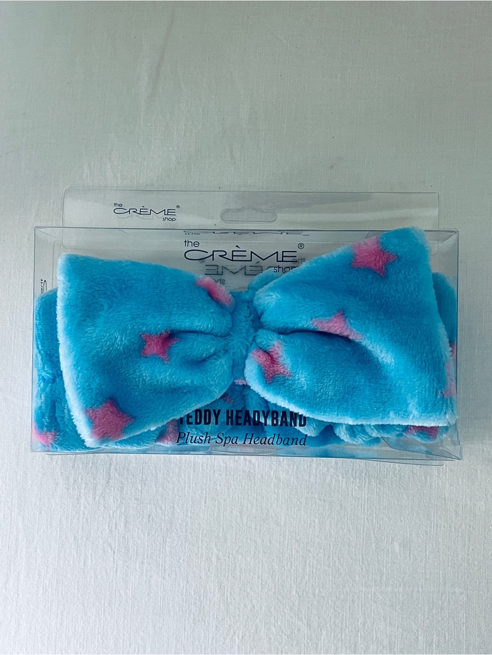 The Crème Shop Spa Headband in Blue with Pink Stars
